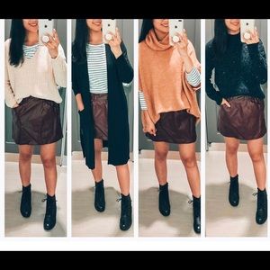 Faux leather wine colored mini skirt